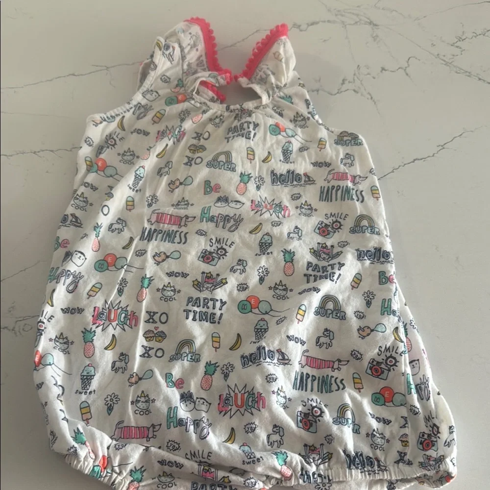 Egg Collective White and Pink Romper 24m